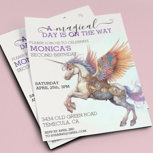 Papier Unicorne magique Pegasus enfant d'anniversaire