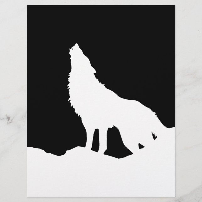 Papier Unique Noir & Blanc Pop Art Wolf Silhouette (Devant)