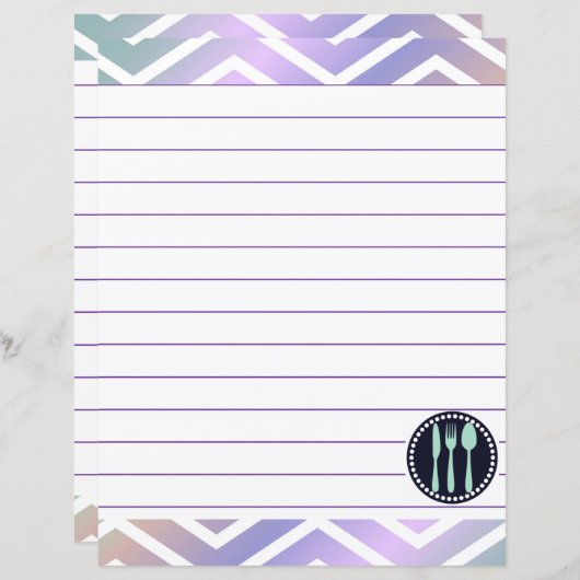 Papier Ustensiles de Cuisine de cuisine rétro Zigzag Chev (Devant / Derrière)