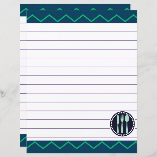 Papier Ustensiles de Cuisine de cuisine rétro Zigzag Chev (Devant / Derrière)