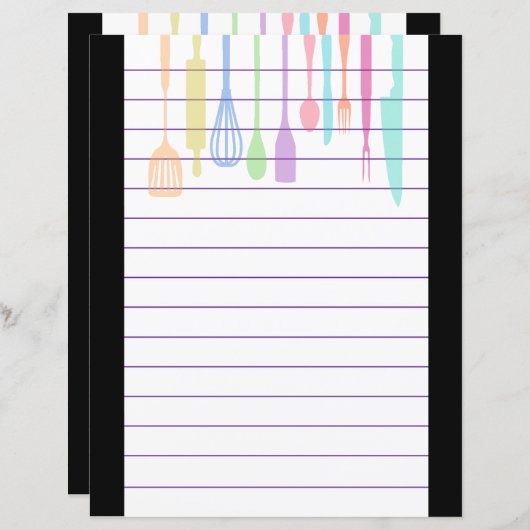 Papier Ustensiles de Cuisine rétro (Devant / Derrière)