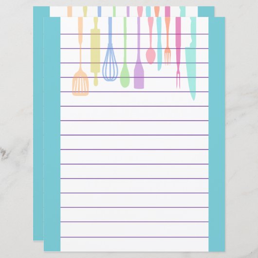 Papier Ustensiles de Cuisine rétro (Devant / Derrière)