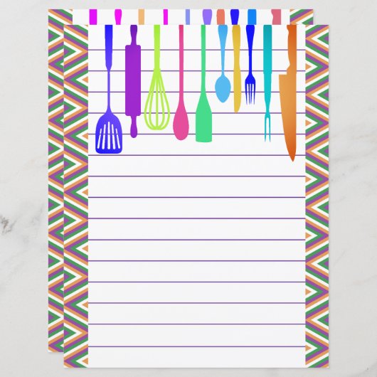 Papier Ustensiles de Cuisine rétro (Devant / Derrière)