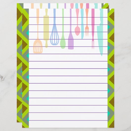 Papier Ustensiles de Cuisine rétro (Devant / Derrière)