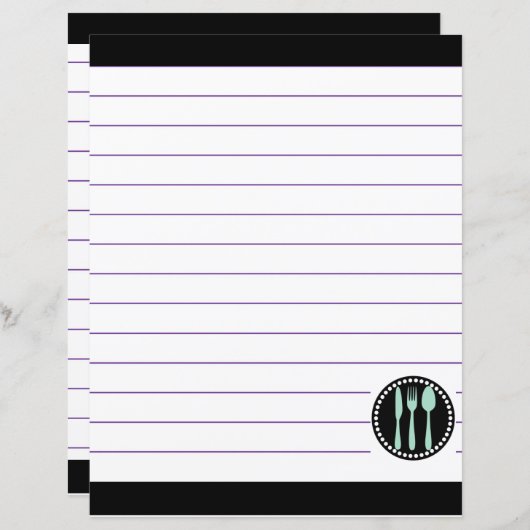 Papier Ustensiles de cuisine rétro à chevron en zigzag (Devant / Derrière)