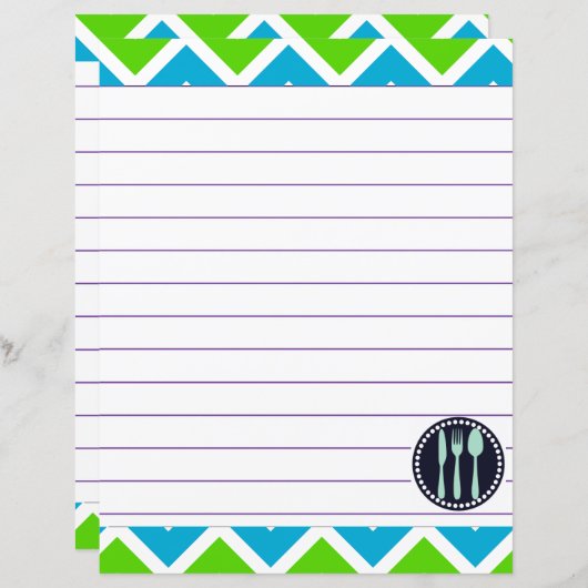 Papier Ustensiles de cuisine rétro à chevron en zigzag (Devant / Derrière)