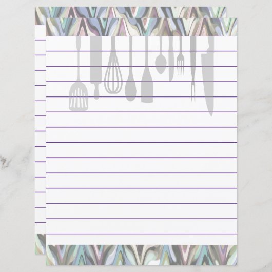 Papier Ustensiles de cuisine rétro à chevron zigzag (Devant / Derrière)