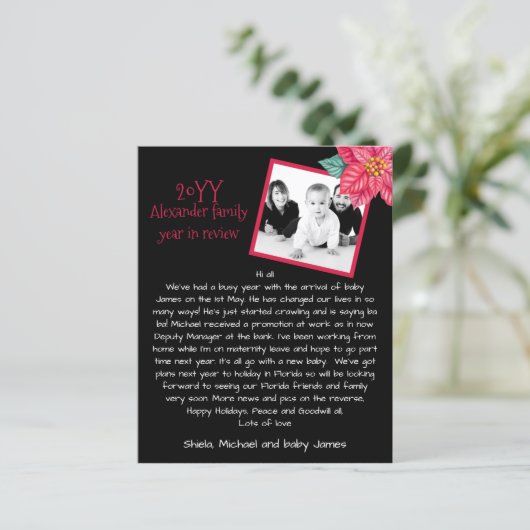 Papier Vacances Photo Rustique Année En Revue Poinsettia (Debout devant)