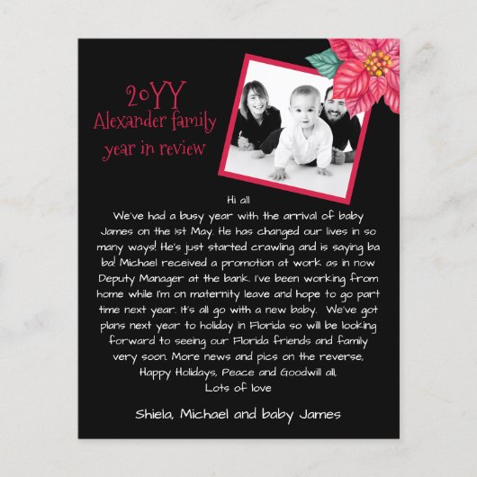 Papier Vacances Photo Rustique Année En Revue Poinsettia (Devant)