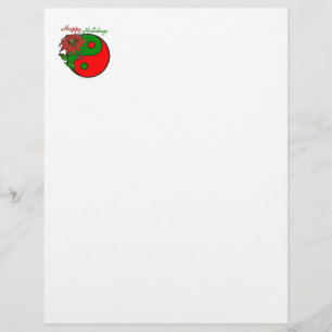 Papier Vacances Yin Yang Poinsettia Rouge Vert