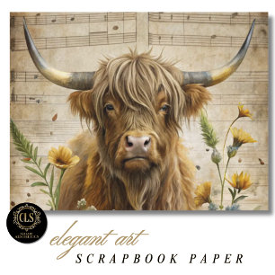 Papier Vache des Highlands et Notes de Musique