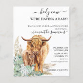 Papier Vache Highland Calf Baby shower Boho Sage Green (Devant)