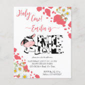 Papier Vache rose jolie vache invitation budgétaire (Devant)