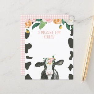 Papier Vache sacrée rose gingham floral message de capsul