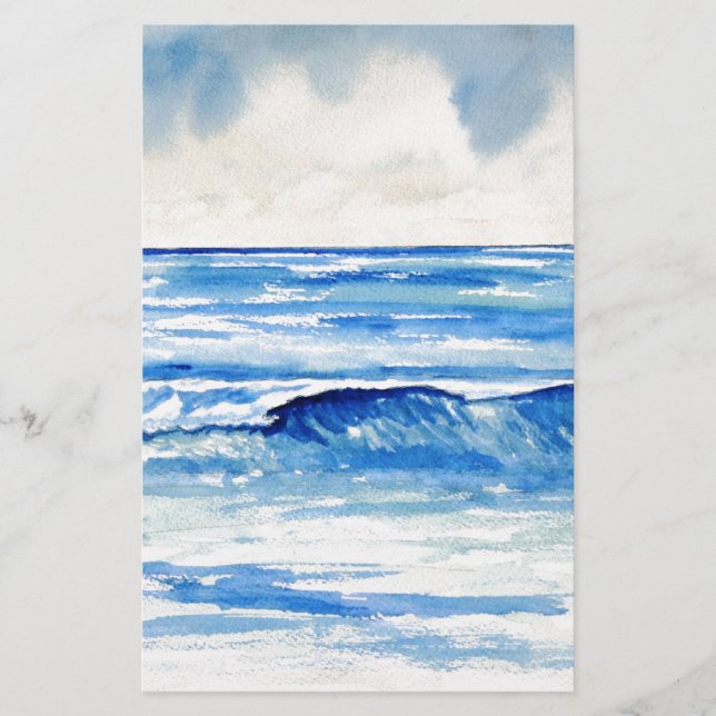 Papier Vagues d'art bleu turquoise (Devant)