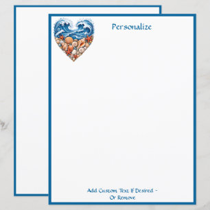 Papier Vagues de cœur de l'océan Coquillages – Personnali