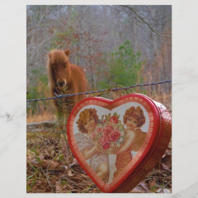 Papier Valentine Heart Miniature Brown Horse (Devant)