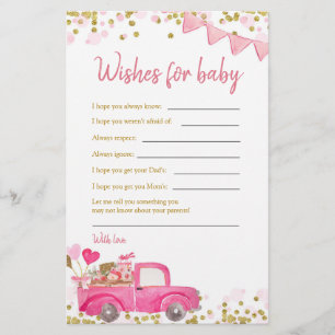 Papier Valentine Truck Sweetheart souhaite pour bébé