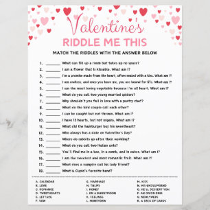 Papier Valentine's Day Riddle Me This Game