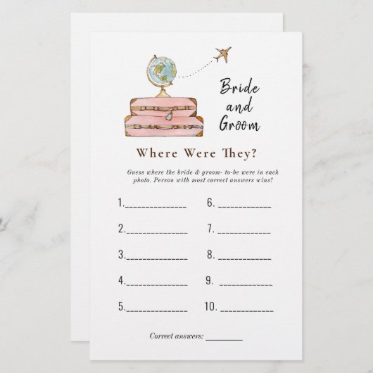 Papier Valises "Où étaient-ils" Jeu de douche nuptiale (Devant / Derrière)