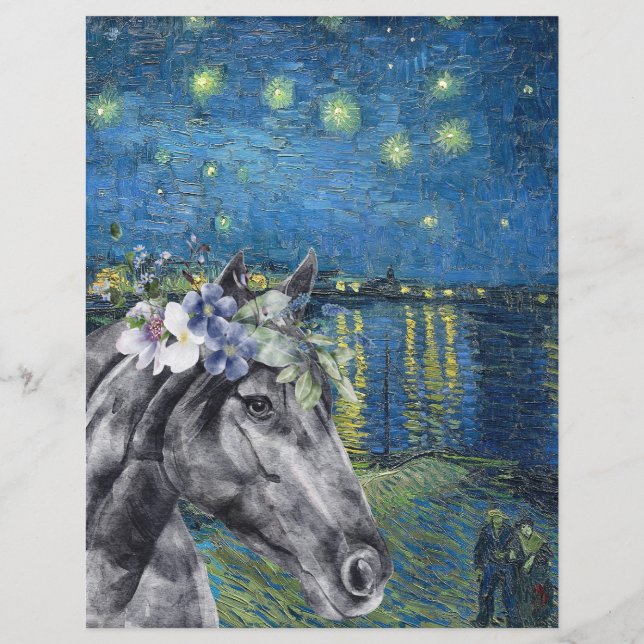 Papier Van Gogh Starry Night et Black Horse Scrapbook (Devant)