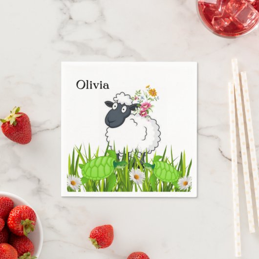 Papier van luiers, schaap en groene schildpadden servet (Insitu)