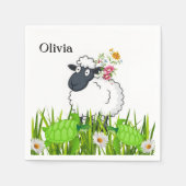 Papier van luiers, schaap en groene schildpadden servet (Voorkant)