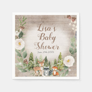 Papier van Napkin Winter Woodland — Witte Floral Servet