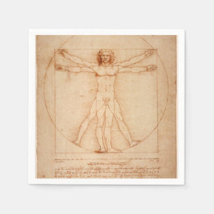 Papier van Napkins Vitruvian Man van Leonardo da V Servet