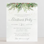 Papier Végétation d'hiver Noël Fête Invitation<br><div class="desc">Belle invitation de Noël abordable pour la saison des Fêtes,  avec des illustrations d'aquarelle botanique peinte à la main de la verdure hivernale,  branches de pin et d'épinette,  cônes et baies sèches.</div>
