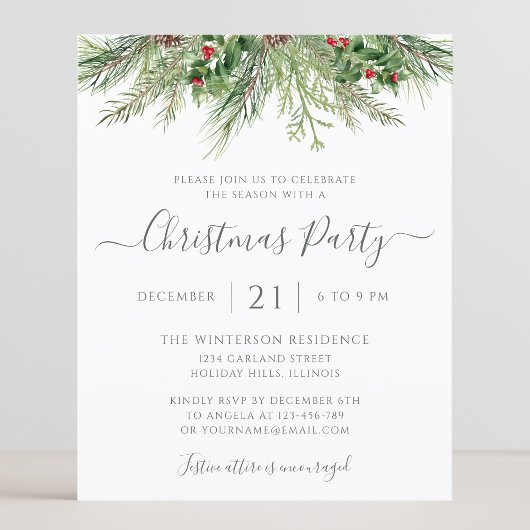 Papier Végétation d'hiver Noël Fête Invitation