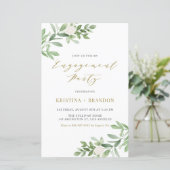 Papier Végétation et fleurs blanches Invitation Fiançaill (Debout devant)