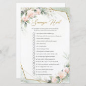 Papier Végétation romantique à fleurs roses rousses Chass (Devant / Derrière)