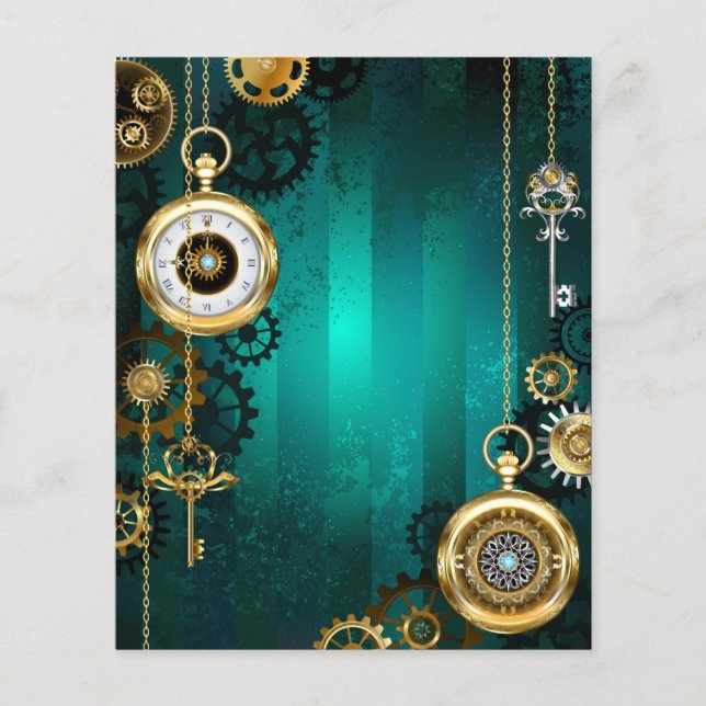 Papier Veille bijoux Steampunk sur un Arrière - plan vert (Devant)