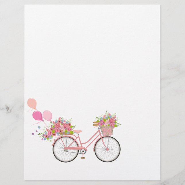 Papier Vélo rose fantaisiste (Devant)