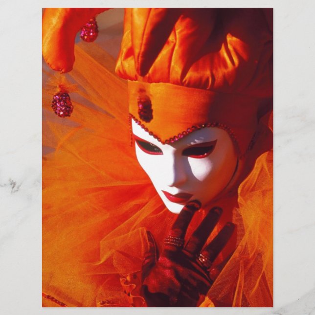Papier Venise, Italie (IT) - Costume de carnaval orange (Devant)