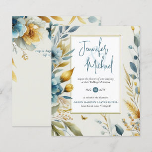 Papier VENTE ! Invitations turquoises de mariage floral