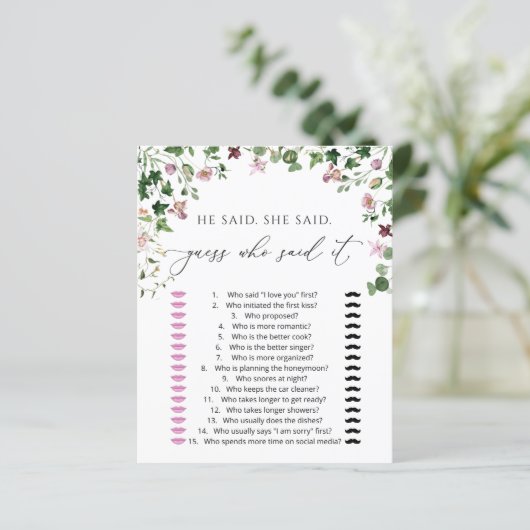 Papier Verdure aquarelle Il a dit, Elle a dit Jeu de douc (Debout devant)