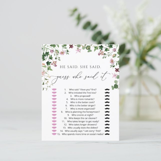 Papier Verdure aquarelle Il a dit, Elle a dit Jeu de douc (Debout devant)