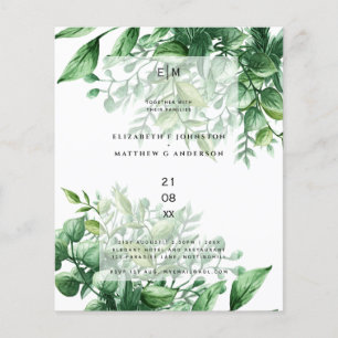 Papier Verdure botanique Budget Faire-part de mariage ver