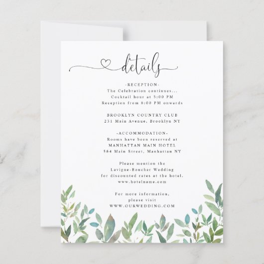 Papier Verdure botanique Sage Vert Tout en un Mariage I (Dos)