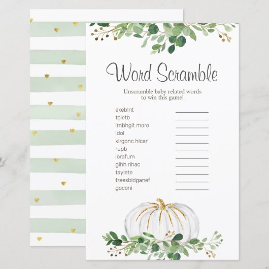 Papier Verdure Citrouille blanche Mot Floral (Devant / Derrière)