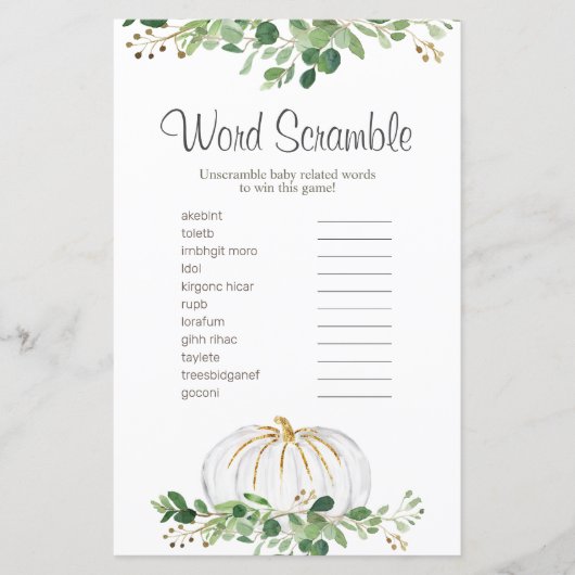 Papier Verdure Citrouille blanche Mot Floral (Devant)