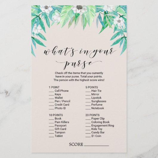 Papier Verdure "Comment Bien Connais-Tu La Mariée" Jeu (Dos)