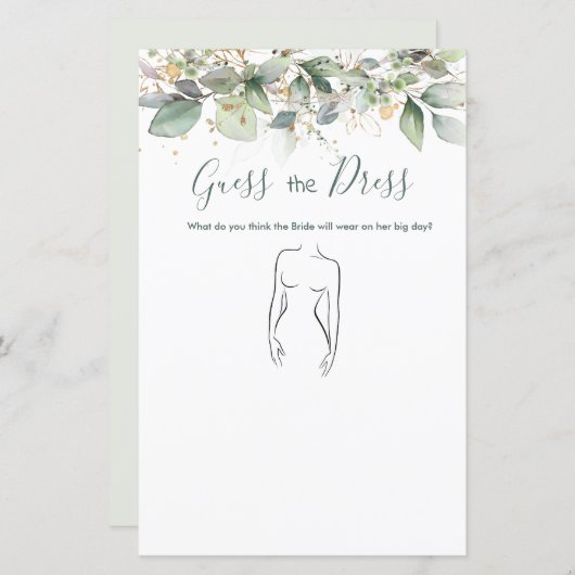 Papier Verdure Devine La Fête des mariées Robe Jeu (Devant / Derrière)