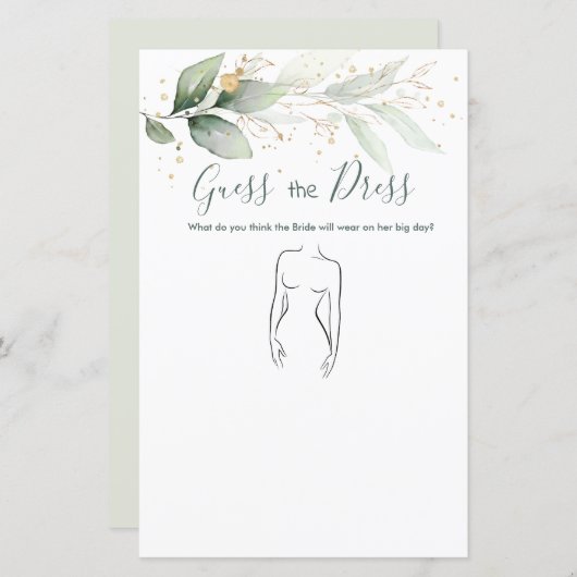 Papier Verdure Devine La Fête des mariées Robe Jeu (Devant / Derrière)