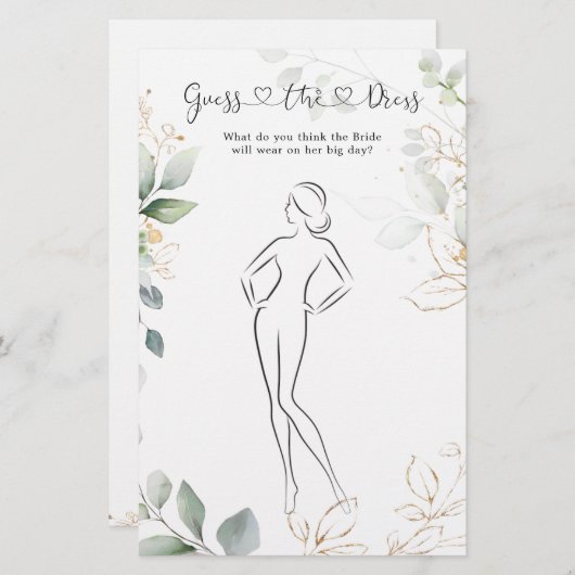 Papier Verdure Devine La Fête des mariées Robe Jeu (Devant / Derrière)