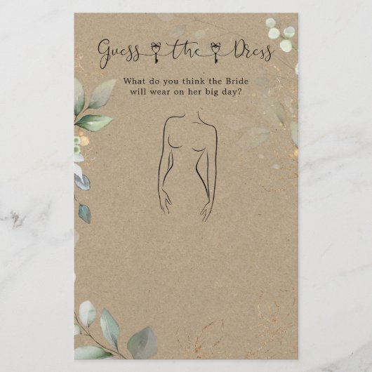 Papier Verdure Devine La Fête des mariées Robe Jeu (Devant)