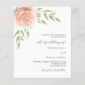 Papier Verdure fleurie rose QR RSVP faire-part de mariage (Devant)