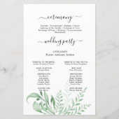 Papier Verdure Fleurs roses Or Cérémonie Mariage moderne (Dos)